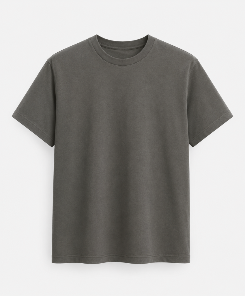 BAKA Oversized Tee in charcoal grey, front view