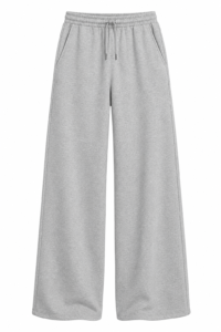 BAKA Wide-Leg Joggers in heather grey, front view